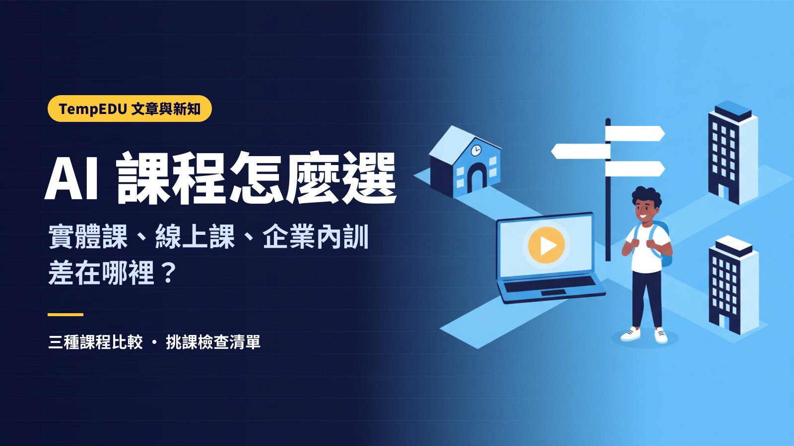 AI 課程怎麼選？實體課、線上課、企業內訓差在哪裡（文章封面）