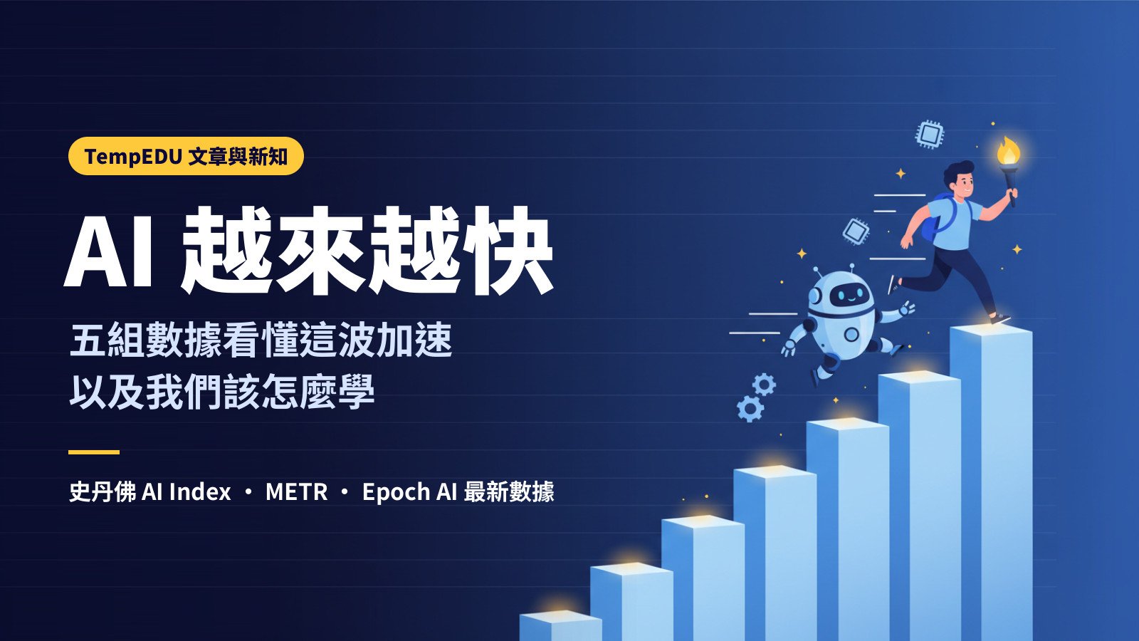 AI 越來越快：五組數據看懂這波加速，以及我們該怎麼學（文章封面）
